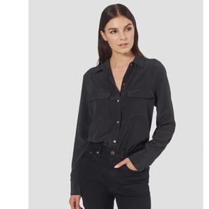 Equipment Femme Slim Signature Silk Shirt in Black Small